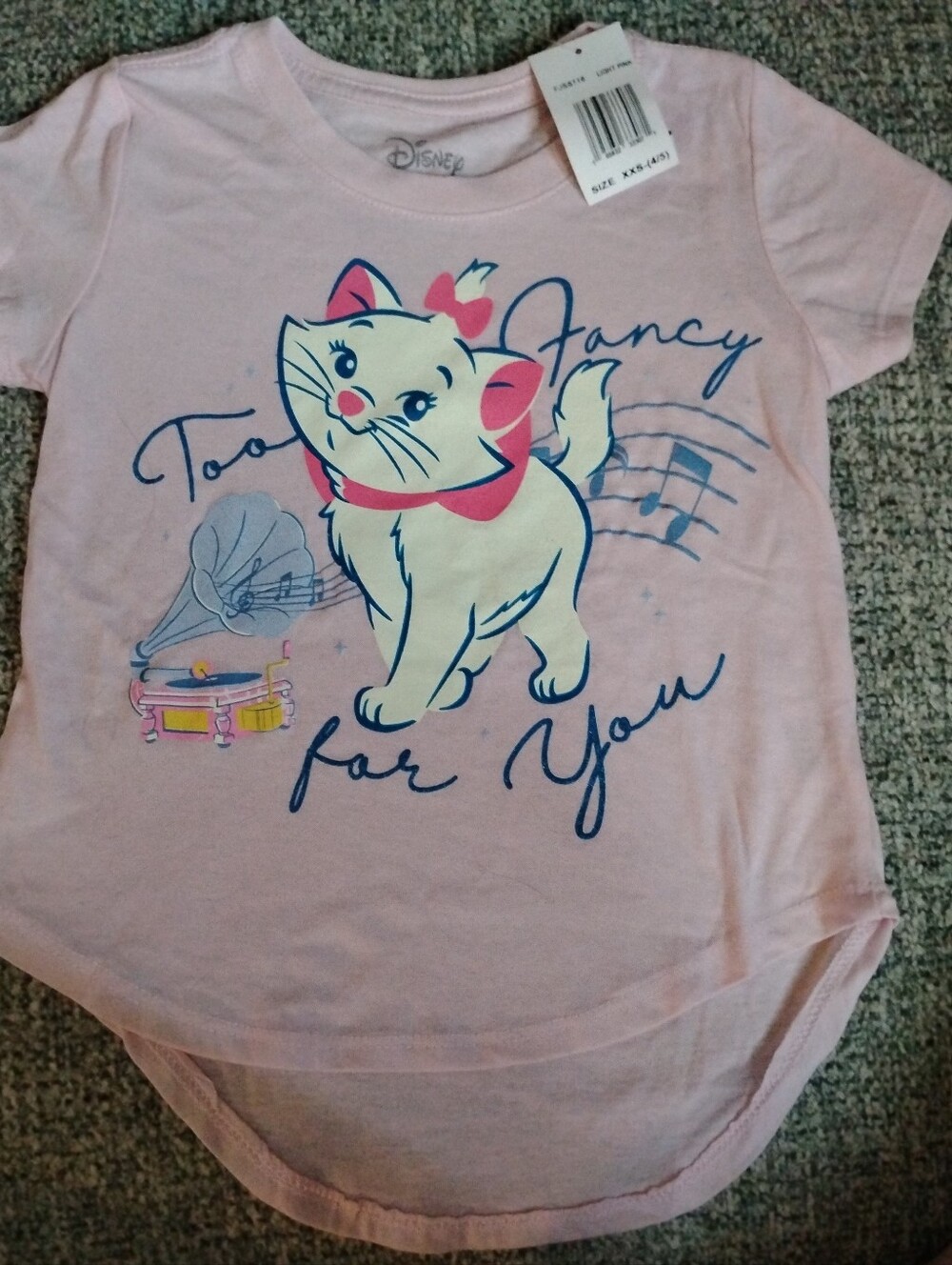 Disney Light Pink Marie Graphic Tee with Blue & Cream Accents